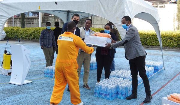 PPE distribution ceremony for waste collectors in Addis Ababa