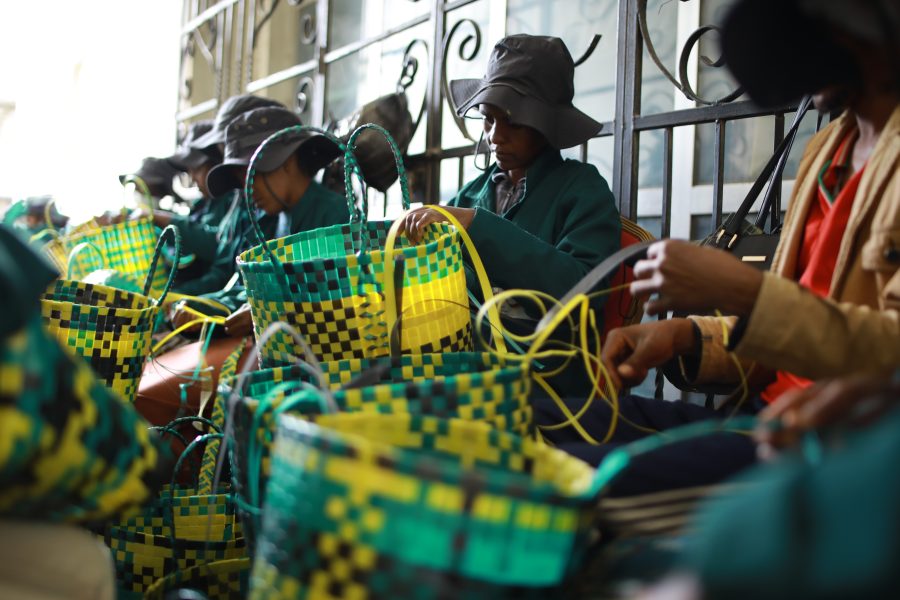 women basket weaving training